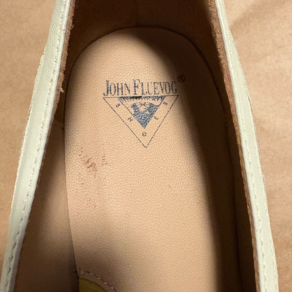 John Fluevog Super Fine Cardinal  Square Toe Loafer Heel - Picture 7 of 8
